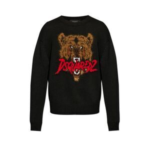 Dsquared2 Bear Graphic Crewneck Men black Sweaters & Knitwear
